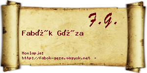 Fabók Géza névjegykártya