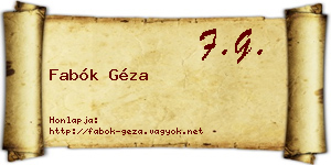 Fabók Géza névjegykártya